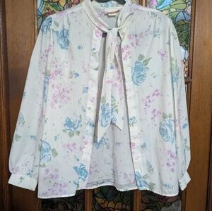 Vintage Floral Blouse with Bow Tie Laura Mae Vintage 12